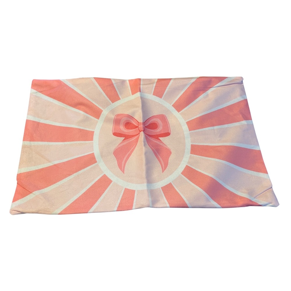 Pink Bow Sunburst‎ Decorative Pillowcase Hidden Zipper 11.5"x19.5" New